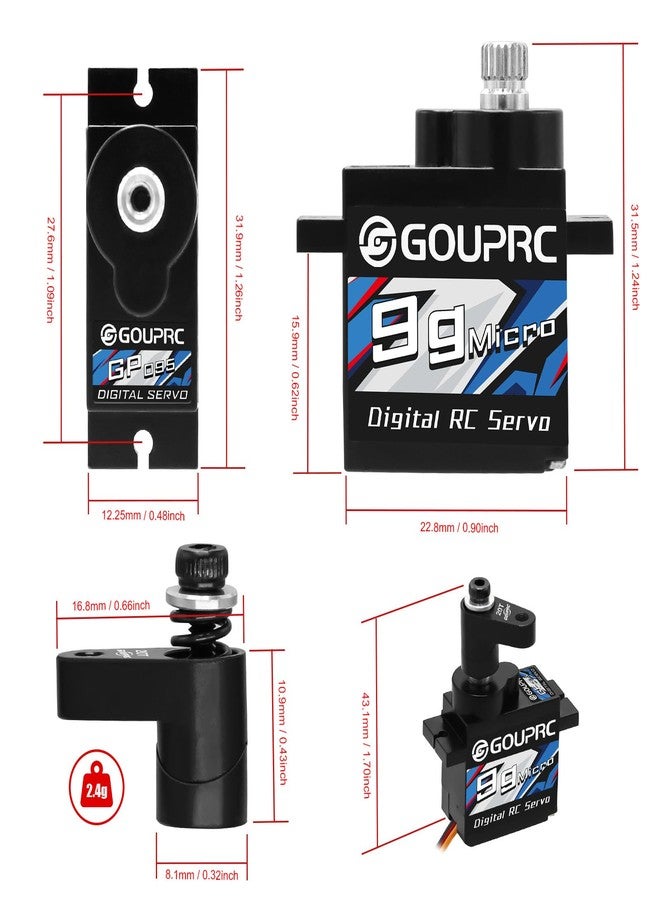 سيرفو رقمي صغير GOUPRC 9G ذو تروس معدنية لسيارات ARRMA Granite وGROM Typhon بمقياس 1/18 وGROM Mini Mojave وGROM 1/14 RC، قطع غيار سيرفو مطورة مع ذراع سيرفو 20T أسود - Image 4